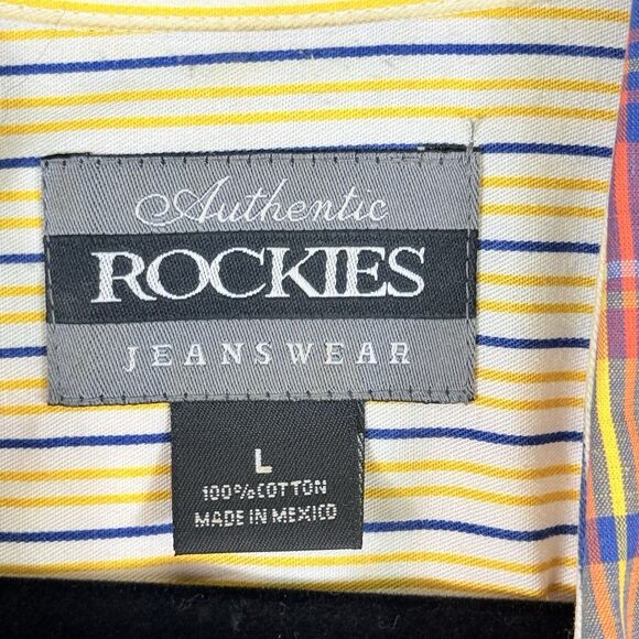 Authentic Rockies Jeanswear Vintage 90s Bright Plaid Shirt Top‎ Women's Large - Picture 7 of 7